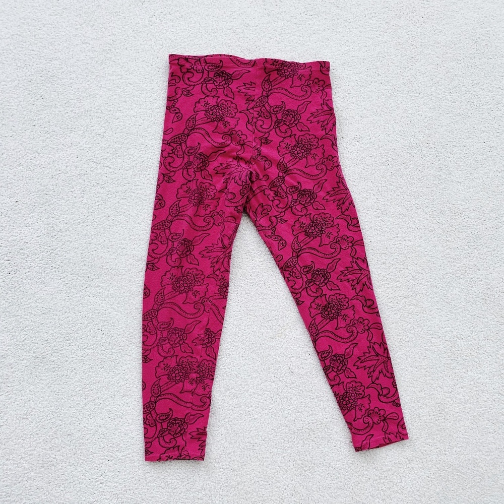Authentic Neon Pink Floral 80’s Aerobic Leggings